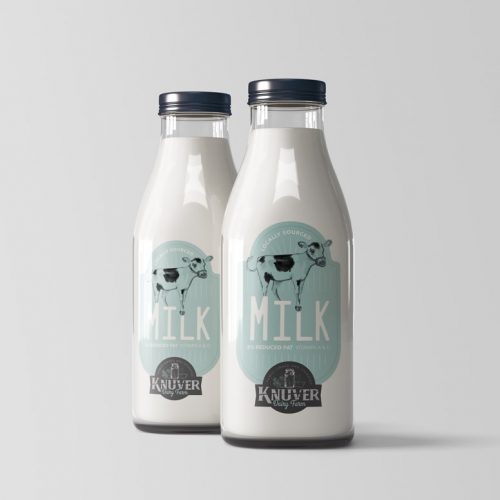 milk bottle dairy farm cow label illustration